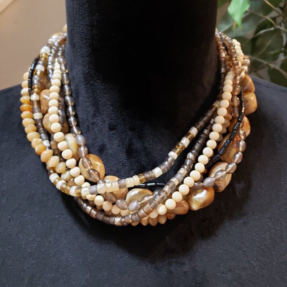 Womens Multicolor‎ Multiple Layer Beaded Necklace Jewelry with Lobster Clasp